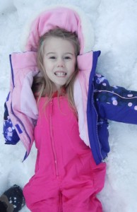 Callie has always wanted to make a snow angel, and she insisted on giving it a try.