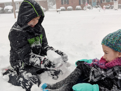 Callie and Peter in the snow.