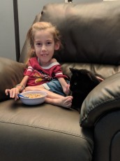 Breakfast with Gracie the cat
